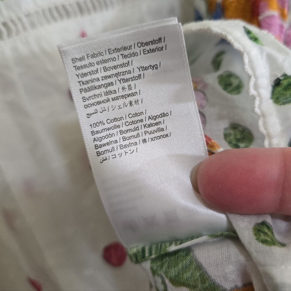 Farm Rio Summer Garden Clip Dot Printed Blouse Small Ruffle Sleeves Flowy Fit - Picture 9 of 11